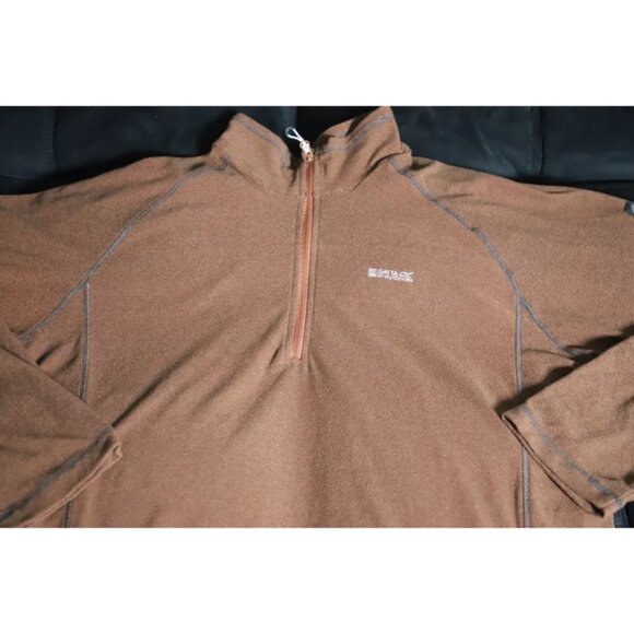 Regatta 1/4Zip Pullover Sweatshirt Mens 2XL Brown Raglan Sleeve Logo Embroidered - Picture 2 of 10